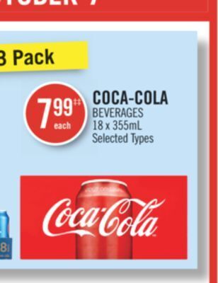 Shoppers Drug Mart Coca-cola beverages 18 x 355ml offer