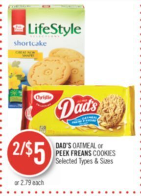 Shoppers Drug Mart Christie dad's oatmeal or peek freans cookies offer