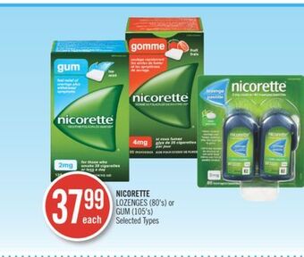 Shoppers Drug Mart Nicorette lozenges (80's) or gum (105's) offer