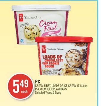 Shoppers Drug Mart Pc cream first, loads of ice cream (1.5l) or premium ice cream bars offer