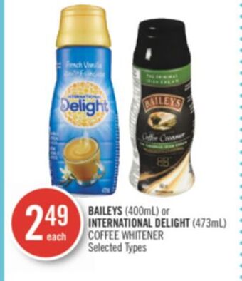 Shoppers Drug Mart Baileys (400ml) or international delight (473ml) coffee whitener offer