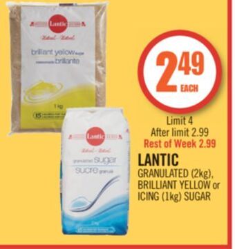 Shoppers Drug Mart Lantic granulated (2kg), brilliant yellow or icing (1kg) sugar offer