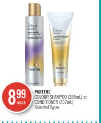 Shoppers Drug Mart Pantene colour shampoo (285ml) or conditioner (237ml) offer