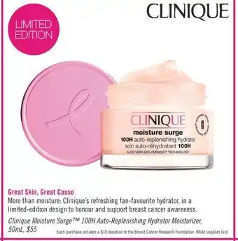 Shoppers Drug Mart Clinique moisture surge™ 100h auto-replenishing hydrator moisturizer offer