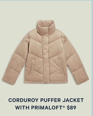 Joe Fresh Corduroy puffer jacket with primaloft® offer