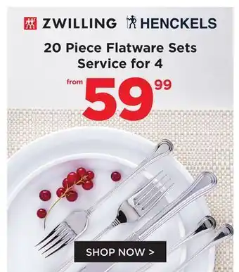 Kitchen Stuff Plus 20 piece flatware sets offer