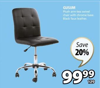 JYSK Gusum plush arm-less swivel chair with chrome base offer