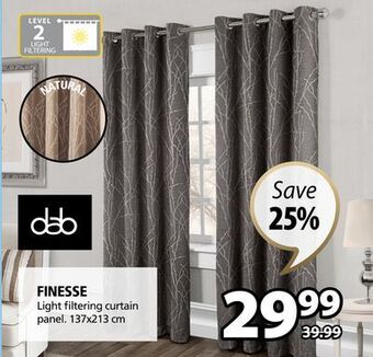 JYSK Finesse light filtering curtain panel offer
