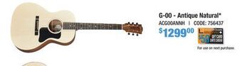 Long & McQuade Gibson g-00 - antique natural offer