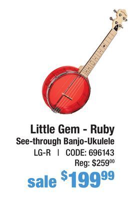 Long & McQuade Gold tone little gem see-through banjo-ukulele - ruby offer