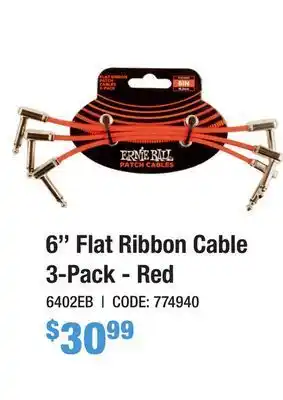 Long & McQuade Ernie ball 6'' flat ribbon cable, 3 pack - red offer