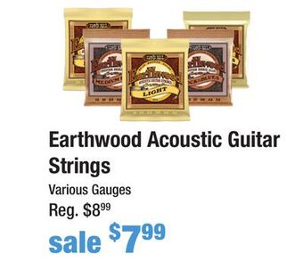 Long & McQuade Ernie ball earthwood acoustic guitar strings offer