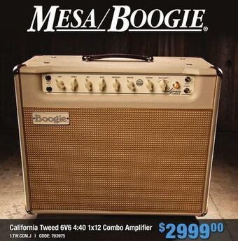 Long & McQuade Mesa boogie california tweed 6v6 4:40 1x12 combo amplifier offer
