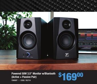 Long & McQuade Yorkville powered 50-watt 3.5'' monitor w/bluetooth (active + passive pair) offer