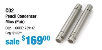 Long & McQuade Samson c02 pencil condenser microphones (pair) offer