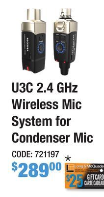 Long & McQuade Xvive audio u3c 2.4 ghz wireless system for condensor mic offer