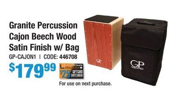 Long & McQuade Granite percussion cajon beech wood satin finish w/ bag offer