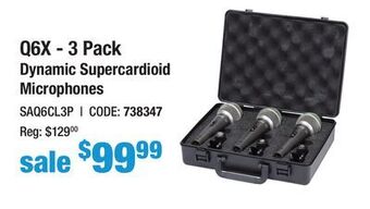 Long & McQuade Samson q6 dynamic supercardioid microphones with case and clips - 3-pack offer