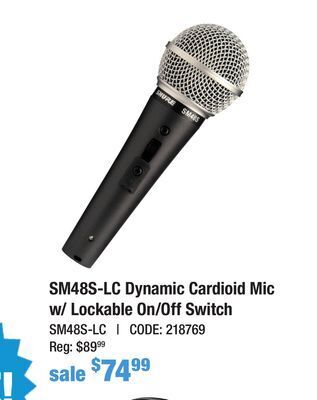 Long & McQuade Shure sm48s-lc dynamic cardioid microphone with lockable on/off switch offer