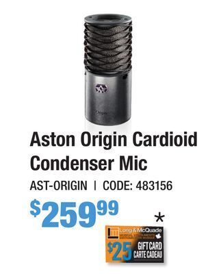 Long & McQuade Aston origin cardioid condenser mic offer