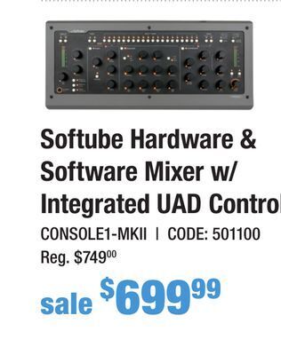 Long & McQuade Softube console 1 mk ii hardware and software mixer w/integrated uad control offer