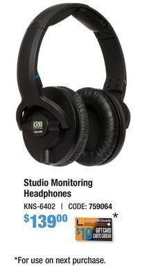 Long & McQuade Krk kns 6402 studio monitoring headphones offer