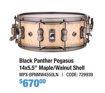 Long & McQuade Mapex black panther pegasus 5.5x14'' maple snare offer