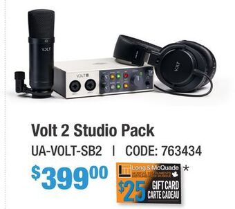 Long & McQuade Universal audio volt 2 studio pack offer