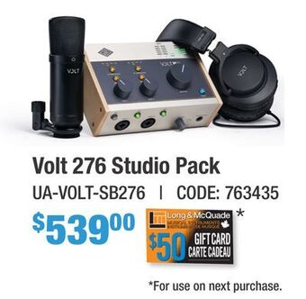 Long & McQuade Universal audio volt 276 studio pack offer