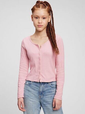 Teen ribbed-knit cardigan