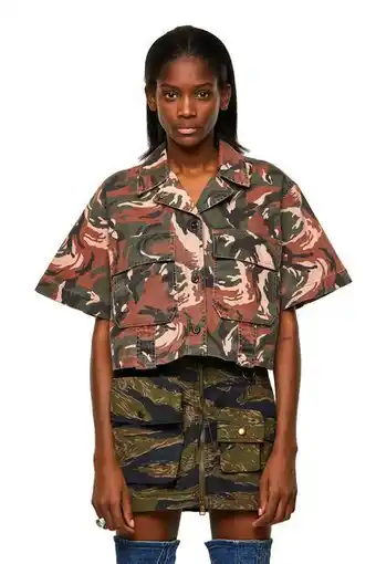 Diesel Cropped shirt with camo print offer