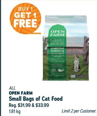 Ren’s Pets Depot Open farm small bags of cat food offer