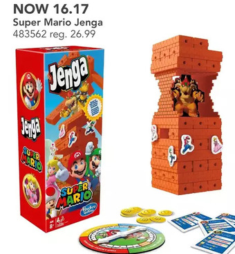 Toys R us Jenga: super mario edition game, block stacking tower game offer