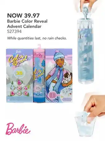 Toys R us Barbie color reveal advent calendar with 25 surprises including 1 doll & 1 pet offer