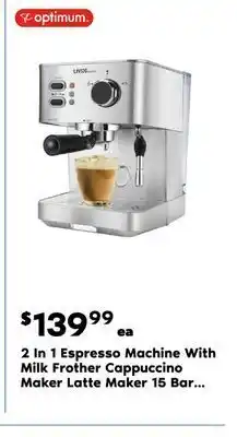 Real Canadian Superstore 2 in 1 espresso machine with milk frother cappuccino maker latte maker 15 bar espresso coffee maker 51-ounce silver offer