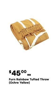 Real Canadian Superstore Furn rainbow tufted throw (ochre yellow) offer