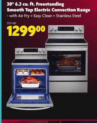 Home Hardware 30" 6.3 cu. ft. freestanding smooth top electric convection range offer