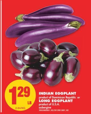 No Frills Indian eggplant or long eggplant offer