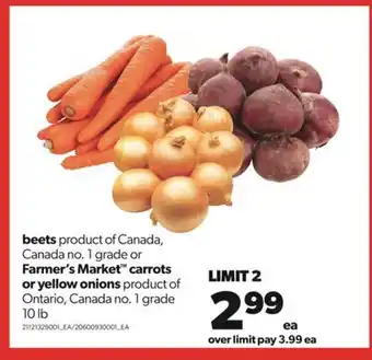 Real Canadian Superstore Beets, farmer's market™ carrots or yellow onions offer