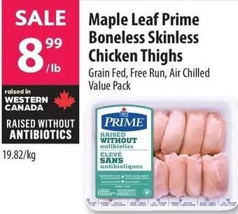 Co-op Maple Leaf Prime Boneless Skinless Chicken Thighs offer