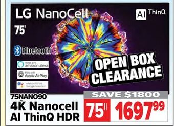 2001 Audio Video Lg 75" 4k nanocell ai thinq hdr offer