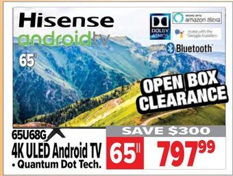 2001 Audio Video Hisense 65" 4k uled android tv offer