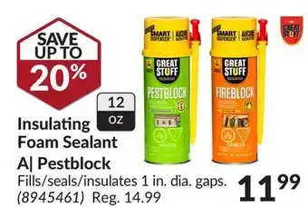 Princess Auto Insulating foam sealant a| pestblock fills/seals/ins offer