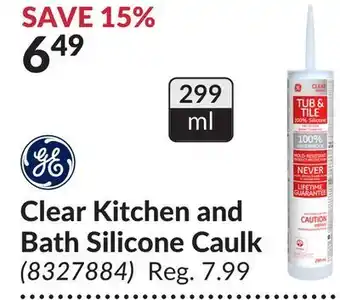Princess Auto Clear kitchen and bath silicone caulk offer