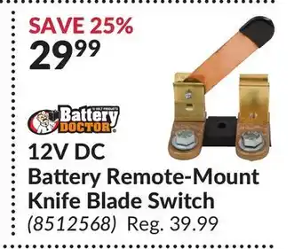 Princess Auto 12v dc battery remote-mount knife blade switch offer