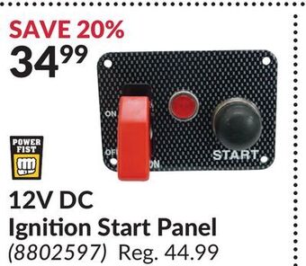 Princess Auto 12v dc ignition start panel offer