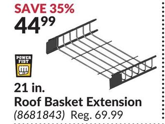 Princess Auto 21 in. roof basket extension offer