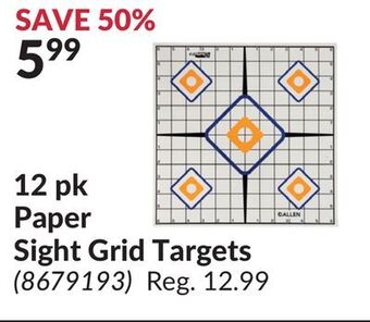 Princess Auto 12 pk paper sight grid targets offer