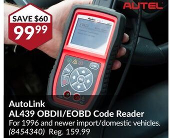 Princess Auto Autolink al439 obdii/eobd code reader offer