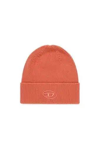 Diesel Ribbed beanie with d embroidery offer